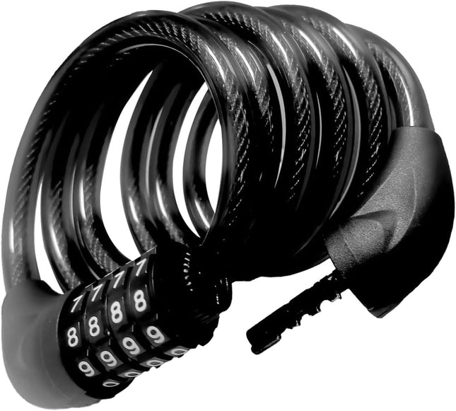 Bike Cable Lock 6FT Long 4 Digit Resettable Combination Lock Heavy Duty Steel Cable with