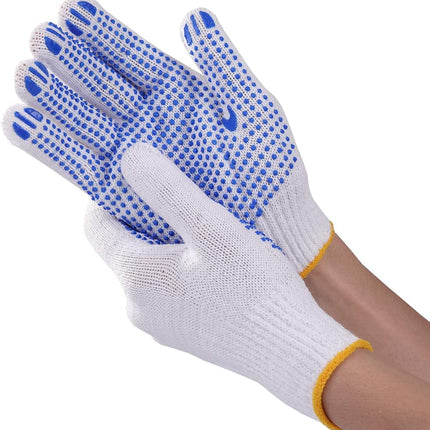 12Pairs Grip Safety Work Gloves Anti-slip Dots Bulk Gloves Moist Cotton Knit Gloves for Garage Warehouse Construction
