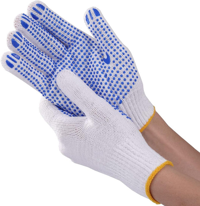 12Pairs Grip Safety Work Gloves Anti-slip Dots Bulk Gloves Moist Cotton Knit Gloves for Garage Warehouse – product detail
