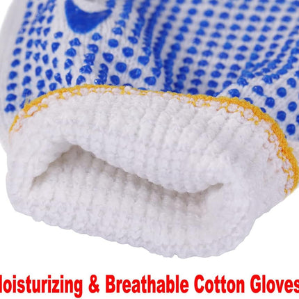 12Pairs Grip Safety Work Gloves Anti-slip Dots Bulk Gloves Moist Cotton Knit Gloves for Garage Warehouse Construction