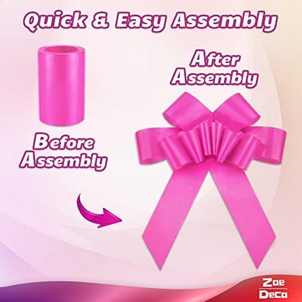 - Big Car Bow - Pink, 30 Inch - Giant Car Bow w/ 2 Gold Accessory Bows for Birthday, Christmas, Wedding Reception, Surprise Party - Large Gift Wrapping for Huge Present