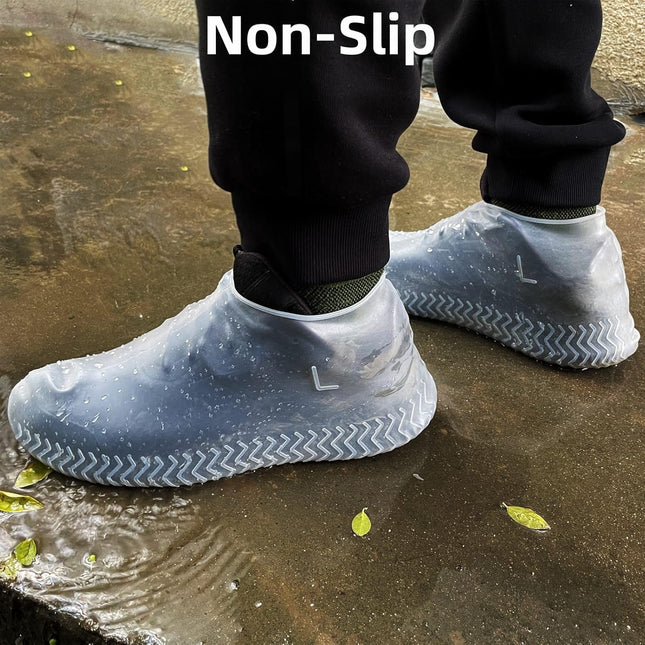 Waterproof Shoe Covers 2 Pairs Rain Shoe Covers Reusable Silicone Non Slip Shoe Covers for Outdoor (Clear – product detail