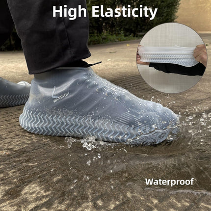 Waterproof Shoe Covers 2 Pairs,Rain Shoe Covers Reusable Silicone Non Slip Shoe Covers for Outdoor,Rain Shoe Covers for Women and Men (Clear, Large)