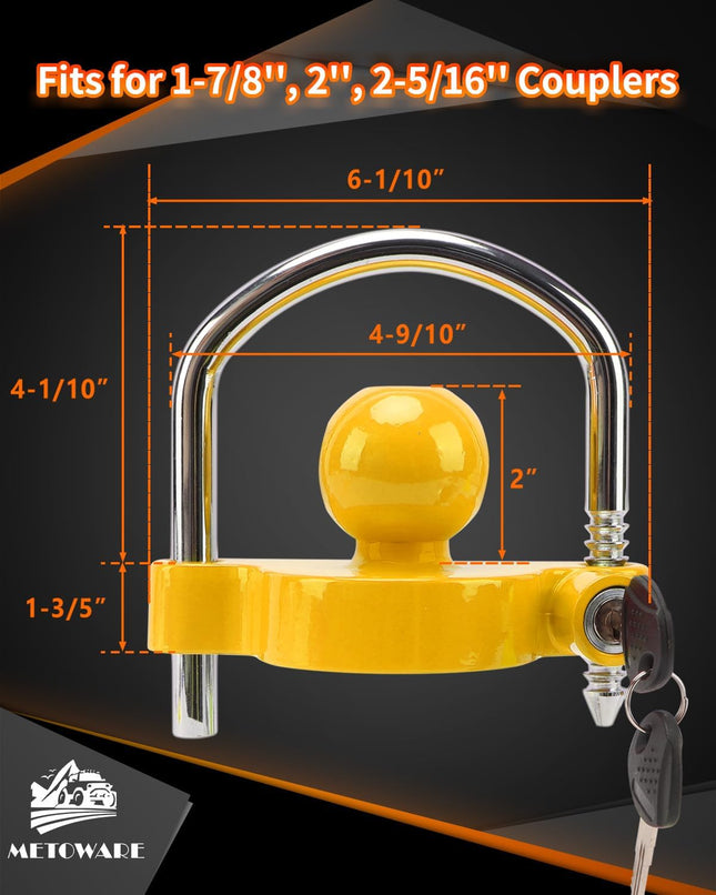Trailer Coupler Lock Universal Adjustable Heavy-Duty Steel Trailer Hitch Lock Anti Theft Trailer – product detail