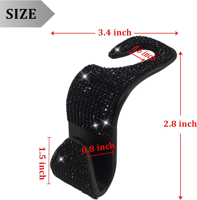 2 Pack Car Hooks 2021 New Bling Rhinestones Crystal Hooks Car Decorations Auto Seat Back Organizers – product detail