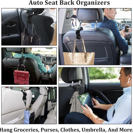 2 Pack Car Hooks, 2021 New Bling Rhinestones Crystal Hooks Car Decorations Auto Seat Back Organizers Strong and Durable Backseat Hanger Storage Universal for SUV Truck Vehicle (Black)