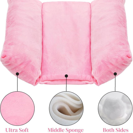 16" x 12" Soft Bunny Bed, Thick Rabbits Concave Beds, Reversible Cuddle Cushion Plush Mat with Cotton Lounger Pillows, Washable Fleece Flop Bedding for Guinea Pig, Ferret, Small Animals
