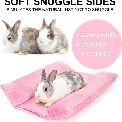 16" x 12" Soft Bunny Bed, Thick Rabbits Concave Beds, Reversible Cuddle Cushion Plush Mat with Cotton Lounger Pillows, Washable Fleece Flop Bedding for Guinea Pig, Ferret, Small Animals