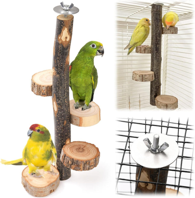 Natural Wood Bird Perch 12 Inch Parrot Perch Stand for Cage Small Animals Hanging & V1259-DP01-A-1012