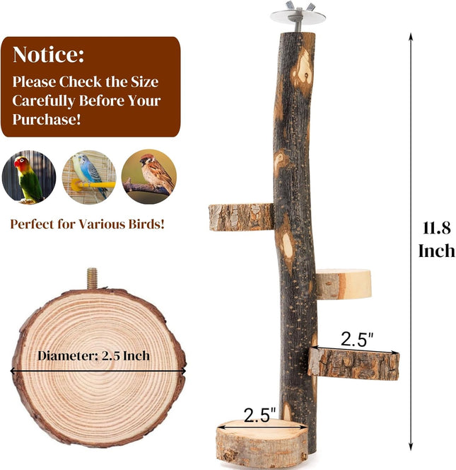 Natural Wood Bird Perch 12 Inch Parrot Perch Stand for Cage Small Animals Hanging & – product detail