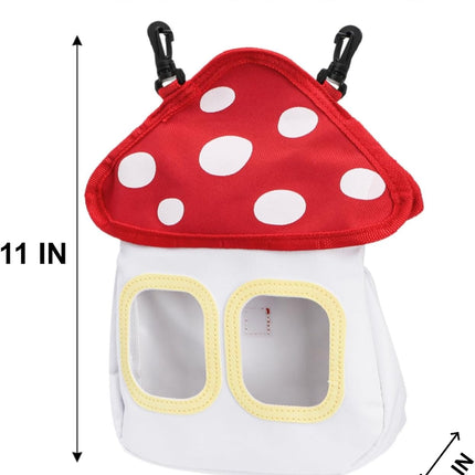 Bunny Hay Feeder Bag, Cute Mushroom Hanging Holder, Durable Dispenser with 600D Oxford Fabric for Guinea Pigs Chinchillas Hamster, Small Animal Cage Accessories