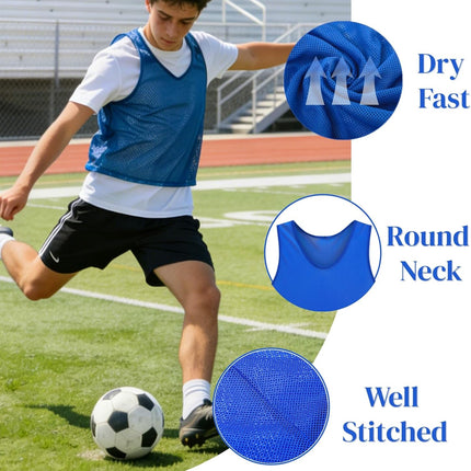 18 Pack Pinnies for Adults, Quick Dry Basketball Practice Jersey, Breathable Mesh Scrimmage Vest Youth Soccer Football Volleyball, 3 Colors