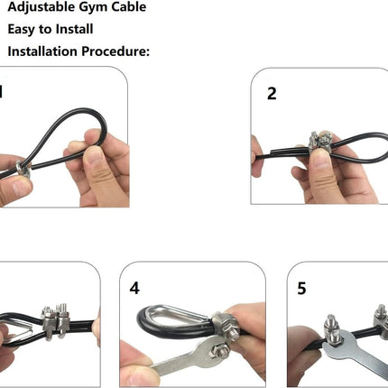 Adjustable Fitness Pulley Cable,Replacement Cable Machine Accessories,Cable Attachments for Gym -Thick 5mm(0.2inch) Heavy Duty Steel Wire Rope Home  138"