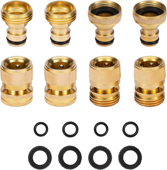 Garden Hose Quick Connect Solid Brass Connector Water Connectors Easy Fittings Standard 3/4 inch GHT
