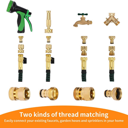 Garden Hose Quick Connect Solid Brass Connector Water Connectors Easy Fittings Standard 3/4 inch GHT, 4 Complete Sets female & Male, Free Washers Gaskets