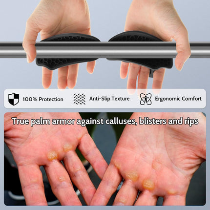 Weight Lifting Grips - Rubber Anti-Slip Workout Grips, Ergonomics Hand Protector Gloves for Gym Training and Exercise, Dumbbell, Bar Pad, Pull Up Men Women, No Sweaty (Black)