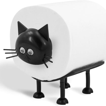 Cat Toilet Roll Holder: Tissue Paper Storage Stand - 3D Printed Black Loo Holder Bathroom Set for Shelf Housewarming Gift Decor (Cat-1Pcs) Cat-1pcs