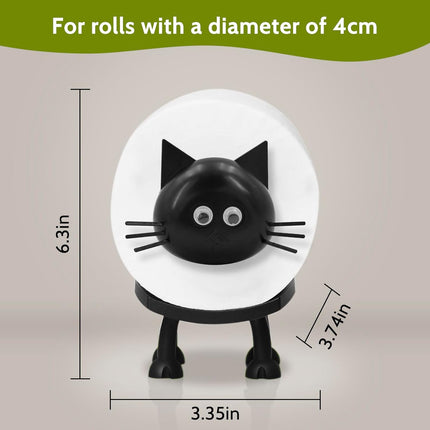Cat Toilet Roll Holder: Tissue Paper Storage Stand - 3D Printed Black Loo Holder Bathroom Set for Shelf Housewarming Gift Decor (Cat-1Pcs) Cat-1pcs