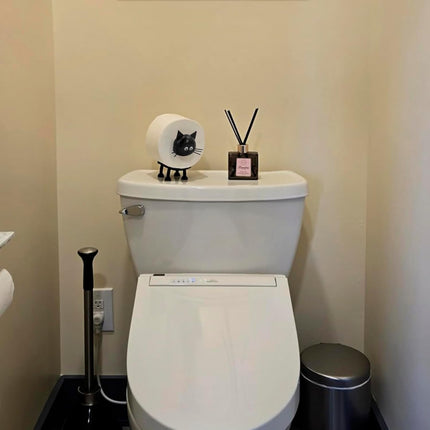 Cat Toilet Roll Holder: Tissue Paper Storage Stand - 3D Printed Black Loo Holder Bathroom Set for Shelf Housewarming Gift Decor (Cat-1Pcs) Cat-1pcs