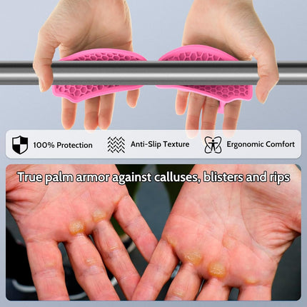 Weight Lifting Grips - Rubber Anti-Slip Workout Grips, Ergonomics Hand Protector Gloves for Gym Training and Exercise, Dumbbell, Bar Pad, Pull Up Men Women, No Sweaty (Red)