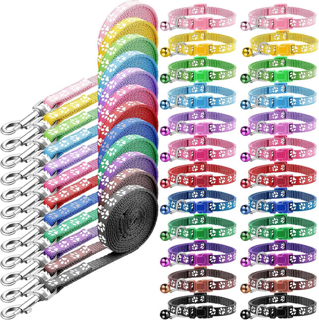 48 Pcs Dog Collar and Leash Set Polypropylene Adjustable Puppy Collars for Medium Dogs Small in Multicolor