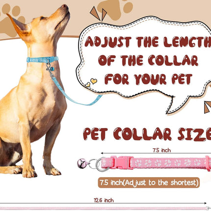 48 Pcs Dog Collar and Leash Set, Polypropylene Adjustable Puppy Collars for Medium Dogs Small Pet Walking Training with Hook Buckle(Multicolor,Paws Pattern) Multicolor