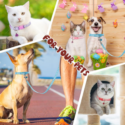 48 Pcs Dog Collar and Leash Set, Polypropylene Adjustable Puppy Collars for Medium Dogs Small Pet Walking Training with Hook Buckle(Multicolor,Paws Pattern) Multicolor