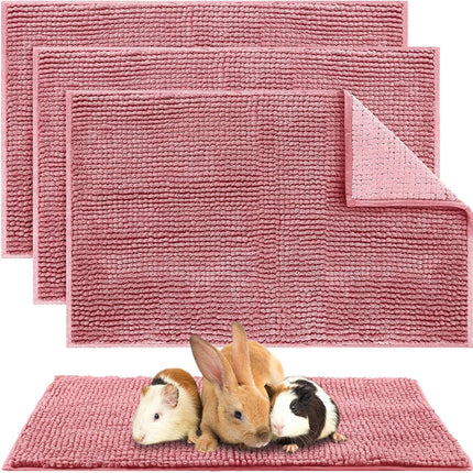 4 Pcs Guinea Pig Cage Liner Washable Fleece Pee Pads Pet Dog Cat Bedding Training Mat for Small Animal Puppy Bunny Hamster(16 x 24 Inch,Rectangular,Pink) Pink 16 Inch