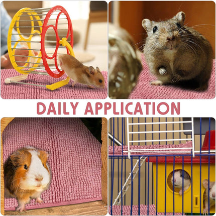 4 Pcs Guinea Pig Cage Liner Washable Fleece Pee Pads Pet Dog Cat Bedding Training Mat for Small Animal Puppy Bunny Hamster(16 x 24 Inch,Rectangular,Pink) Pink 16 Inch