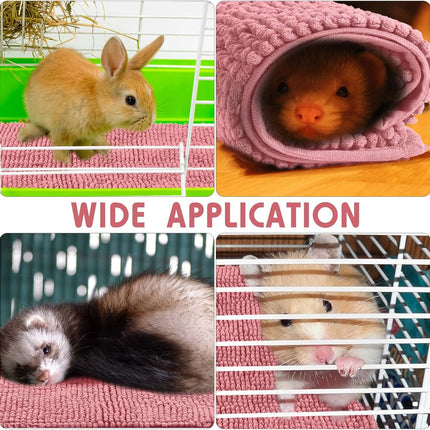 4 Pcs Guinea Pig Cage Liner Washable Fleece Pee Pads Pet Dog Cat Bedding Training Mat for Small Animal Puppy Bunny Hamster(16 x 24 Inch,Rectangular,Pink) Pink 16 Inch