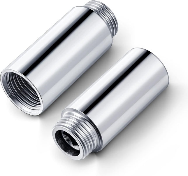 2 Pcs Shower Head Extension Arm Stainless Steel Pipe 1/2pt Male to Female Thread Cast Fitting Coupler