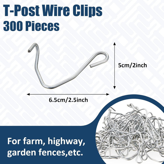 300 Pieces T Post Wire Clips Fence Fencing for Securing Galvanized Steel Barbed Garden Farm Highway Sport – product detail