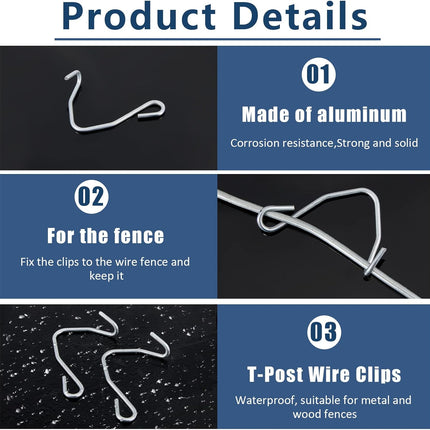 300 Pieces T Post Wire Clips Fence Fencing for Securing Galvanized Steel Barbed Garden Farm Highway Sport Fences