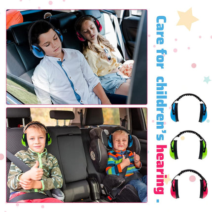 6 Pcs Noise Cancelling Headphones Kids Adult Ear Muffs Bulk, Protection 27db Reduction Hearing Earmuff(Novel Style,Green Pink Blue) Green Blue