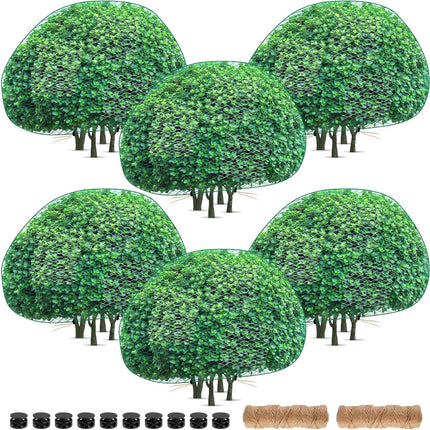 6 Pcs Deer Netting for Shrubs up to 2.5-3' Tall, 5.9 x Ft Plant Trees Covers, Reusable Garden Plastic Fencing with 10 Cord Locks 2 Ropes Protect Undershrub from Birds
