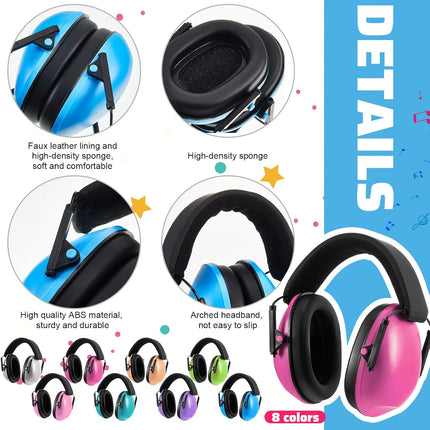 8 Pcs Kids Ear Protection Noise Cancelling Headphones Reduction Muffs 27dB Hearing (8 Colors) Colors