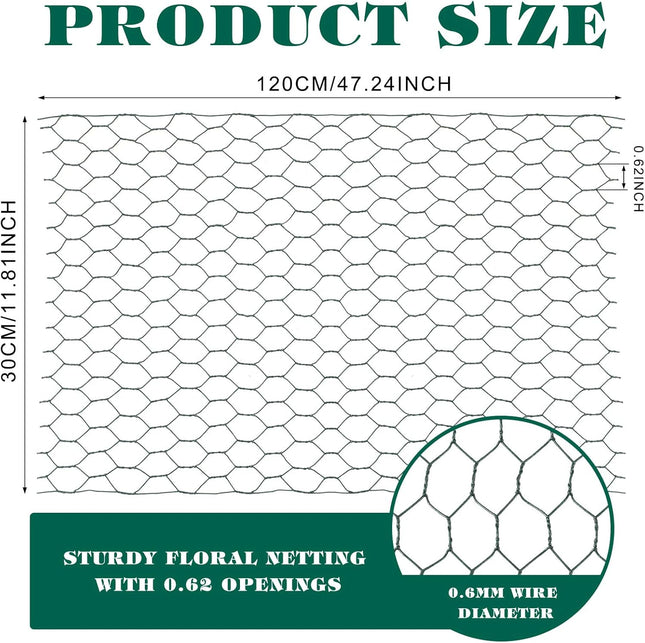 2 Pack Chicken Wire for Floral Arrangements 0.6 Inch Mesh Hexagonal Galvanized PVC Coated Netting – product detail
