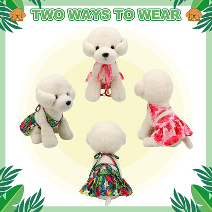 4 Pack Summer Themed Dog Bikini for Small Dogs Bathing Suits Puppy Doggies Swimsuit Dress Pet Skirts Hawaii Dresses Girl Cats Beach