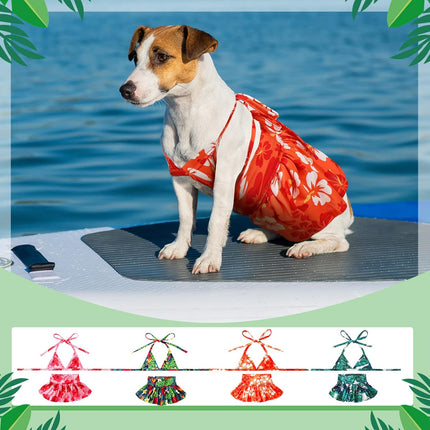 4 Pack Summer Themed Dog Bikini for Small Dogs Bathing Suits Puppy Doggies Swimsuit Dress Pet Skirts Hawaii Dresses Girl Cats Beach