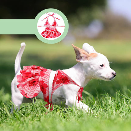 4 Pack Summer Themed Dog Bikini for Small Dogs Bathing Suits Puppy Doggies Swimsuit Dress Pet Skirts Hawaii Dresses Girl Cats Beach