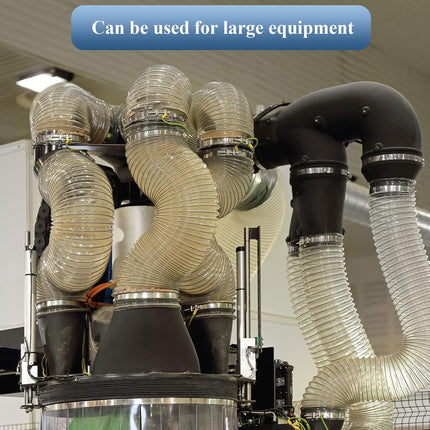 6 Inch, 10 ft Heavy PVC Dust Collection Hose, Flexible Clear Fume Hose with Stainless Steel Wire Coil and Clamp, Puncture Resistant Vacuum Fittings Collector Accessories