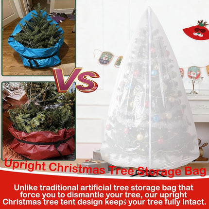 9.84 ft Upright Christmas Tree Storage Bag White Extra Large Jumbo Removal Disposal with Zipper Drawstring Waterproof Tear Proof Cover for Xmas Daily Home