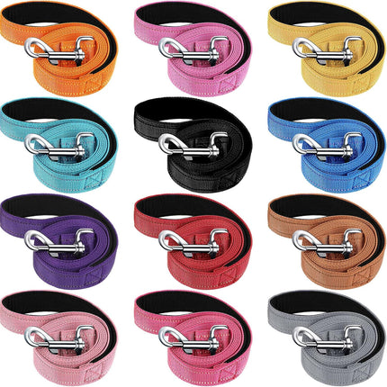 12 Pack Dog Leash Bulk, Double Sided Reflective, Nylon Leashes with Padded Handle for Small, Medium, and Large Dogs, 5 Feet Long, Puppy Walking Training