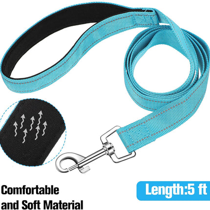 12 Pack Dog Leash Bulk, Double Sided Reflective, Nylon Leashes with Padded Handle for Small, Medium, and Large Dogs, 5 Feet Long, Puppy Walking Training