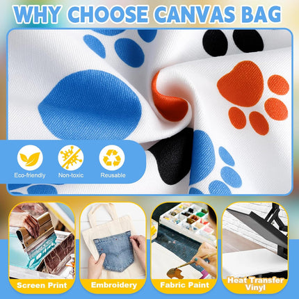 24 Pack 8x8.5 Inch Mini Dog Paw Print Canvas Tote Bags Reusable Small for Pet Party Favors Retail Packaging Cat Lover Gifts Goodie Bag Birthday Wedding Halloween