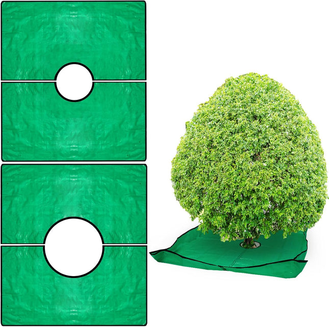 2 Set Landscape Pruning Tarp 78.7 x78.7 Waterproof Bush Trimming with Hole Shrub Catcher Four