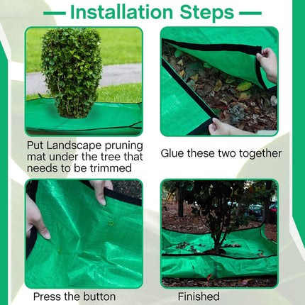 2 Set Landscape Pruning Tarp 78.7"x78.7" Waterproof Bush Trimming with Hole Shrub Catcher Four Corner Buckles for Leaf Collection Garden Tree Accessories