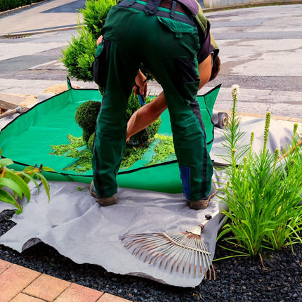 2 Set Landscape Pruning Tarp 78.7"x78.7" Waterproof Bush Trimming with Hole Shrub Catcher Four Corner Buckles for Leaf Collection Garden Tree Accessories