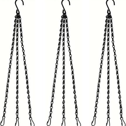 Hanging Basket Chain, 3 Sets Plant Hanger Metal Chains with Clips for Flower Pots, Planters, Bird Cage, Lanterns(Black) (Clips)