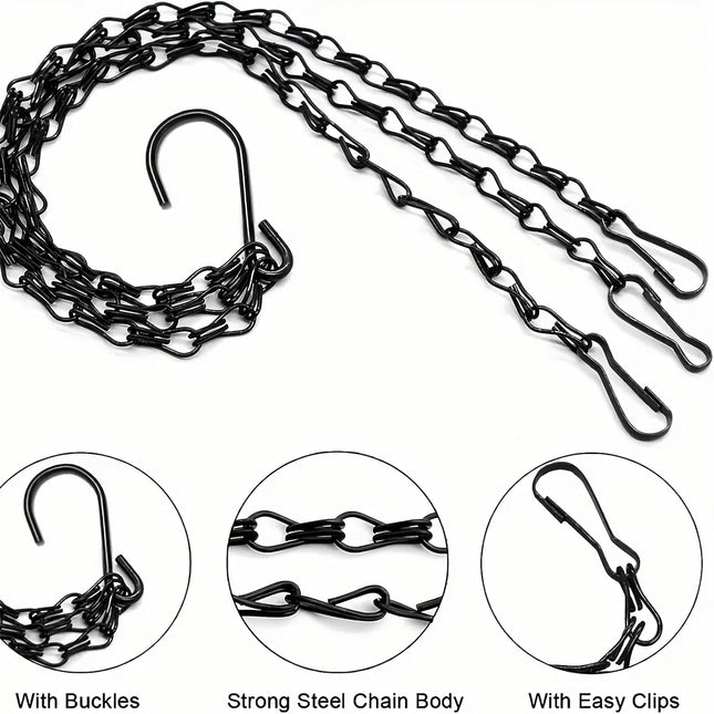 Hanging Basket Chain 3 Sets Plant Hanger Metal Chains with Clips for Flower Pots Planters Bird Cage – product detail